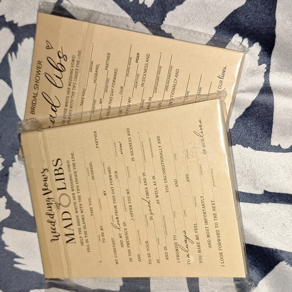 💍 Wedding Vow and Bridal Shower Mad Libs. Set of 2. Games.